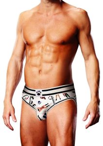 Prowler Spring/Summer 2023 Leather Pride Open Brief - Medium - White/Black