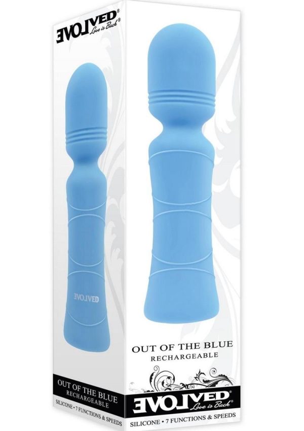 Out of The Blue Rechargeable Silicone Wand Vibrator - Blue