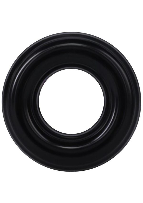 Rock Solid Ribbed Donut Silicone Cock Ring - Black