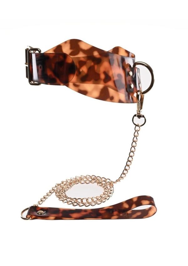 Sincerely Amber Collar and Leash - Animal Print Gold