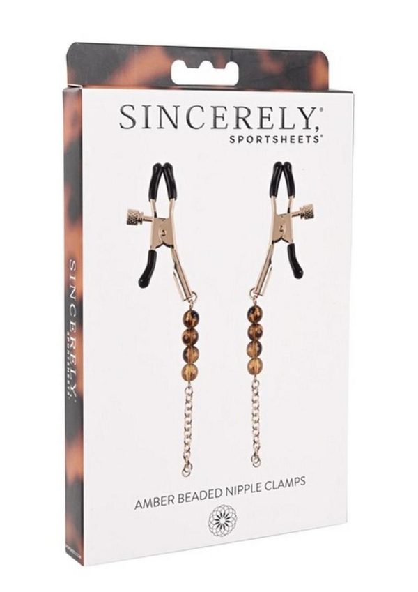 Sincerely Amber Beaded Nipple Clamps - Animal Print Gold