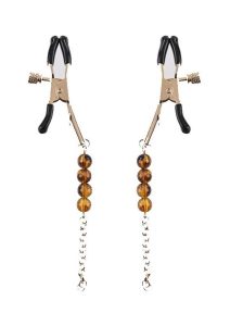 Sincerely Amber Beaded Nipple Clamps - Animal Print Gold