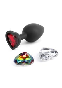 Glams Xchange Heart Silicone Anal Plug - Small - Black