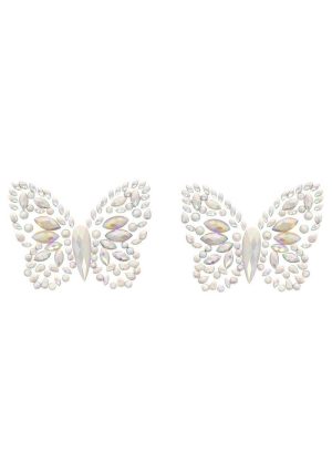Leg Avenue Chrysallis Adhesive Glow in The Dark Nipple Jewels Sticker - O/S - Clear