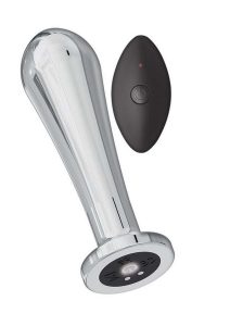 Ass-Sation Remote Control Vibrating Metal Anal Bulb - Silver