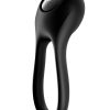 Satisfyer Majestic Duo Silicone Vibrating Cock and Ball Ring - Black