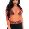 Leg Avenue Spandex Long Sleeved Industrial Net shirt - O/S - Coral