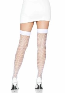 Leg Avenue Lycra Industrial Fishnet Thigh Hi - O/S - White