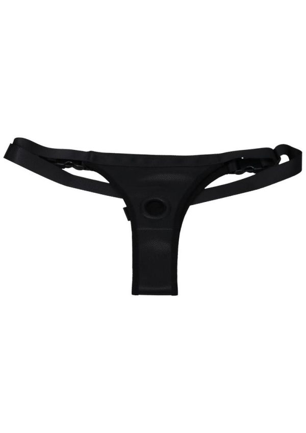 In a Bag Vegan Leather Silicone Harness and Dong - Black