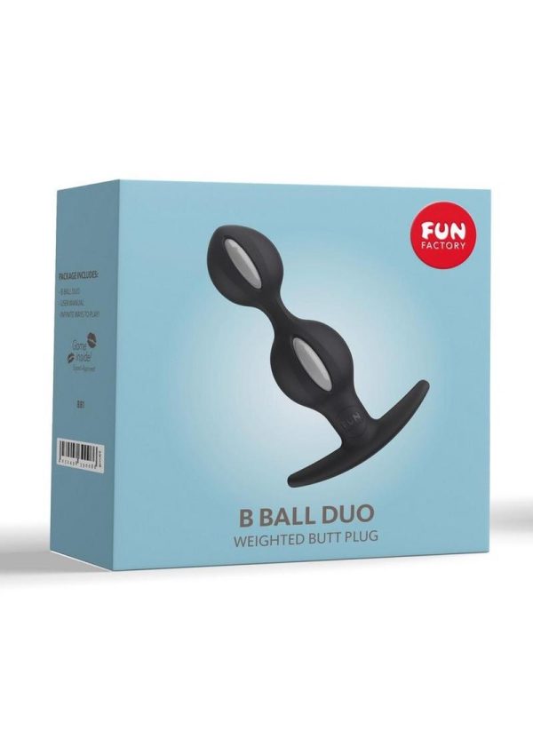 B Ball Duo Silicone Weighted Butt Plug - Black/Grey