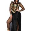 Leg Avenue Nile Queen Catsuit Dress with Jewel Collar Head Piece (3 Piece) - 1X/2X - Black/Gold