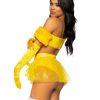 Leg Avenue Fairytale Beauty Glitter Shimmer Bra Top with Gathered Rosette Center and Puff Sleeves