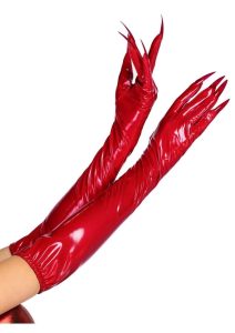 Leg Avenue Vinyl Claw Gloves - Small - Red