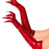 Leg Avenue Vinyl Claw Gloves - Large - Red