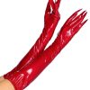 Leg Avenue Vinyl Claw Gloves - Large - Red