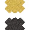Pretty Pasties Glitter Cross - Black/Gold