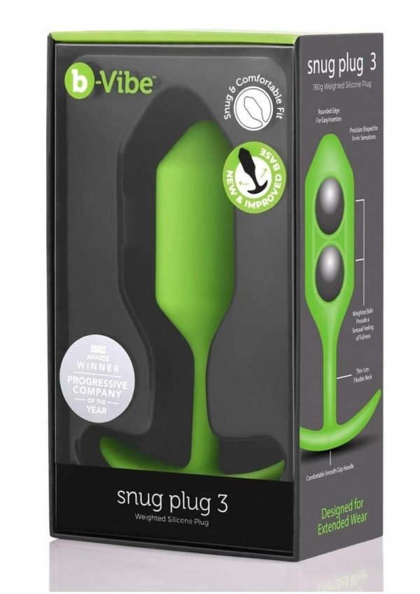 B-Vibe Snug Plug 3 Silicone Weighted Anal Plug - Lime Green