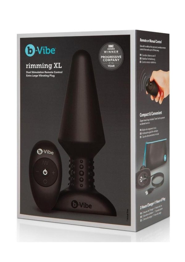 B-Vibe Rimming Plug XL Rechargeable Silicone Anal Plug - Black