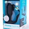 B-Vibe Vibrating Snug and Tug Rechargeable Silicone Cock Ring andamp; Anal Plug - Medium - Black