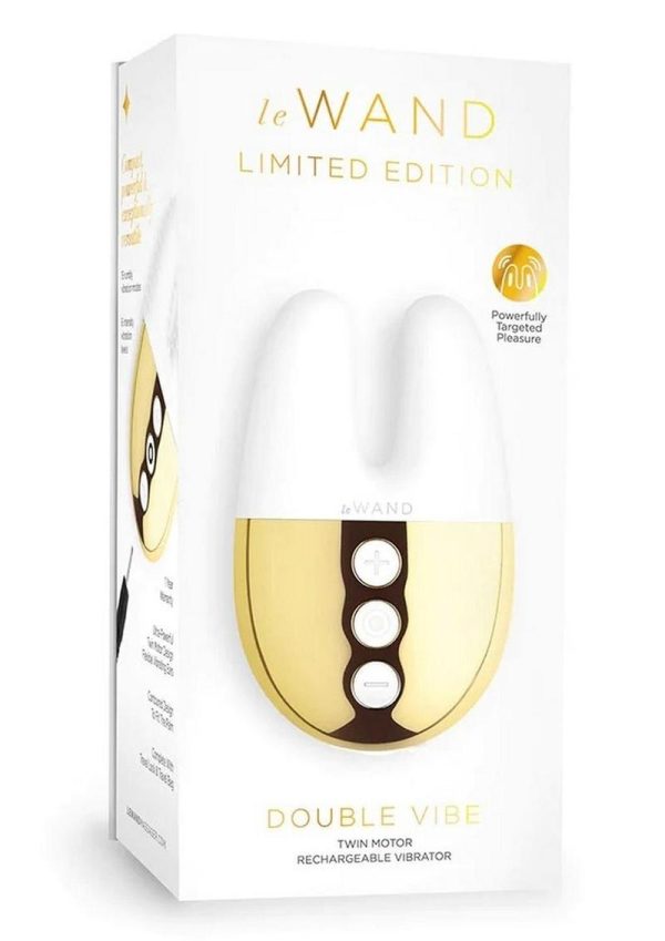 Le Wand Double Vibe Rechargeable Silicone Rabbit Vibrator - White/Gold