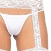 Leg Avenue Sheer Thi-Hi with Lace Garter Belt - O/S - White