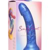 Simply Sweet Metallic Silicone Dildo 7in - Blue