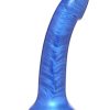 Simply Sweet Metallic Silicone Dildo 7in - Blue