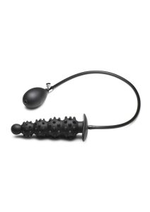 Master Series Ass Puffer Nubbed Inflatable Silicone Anal Plug - Black