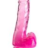 King Cock Clear Dildo with Balls 6in - Pink