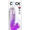 King Cock Clear Dildo with Balls 6in - Purple