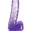 King Cock Clear Dildo with Balls 6in - Purple