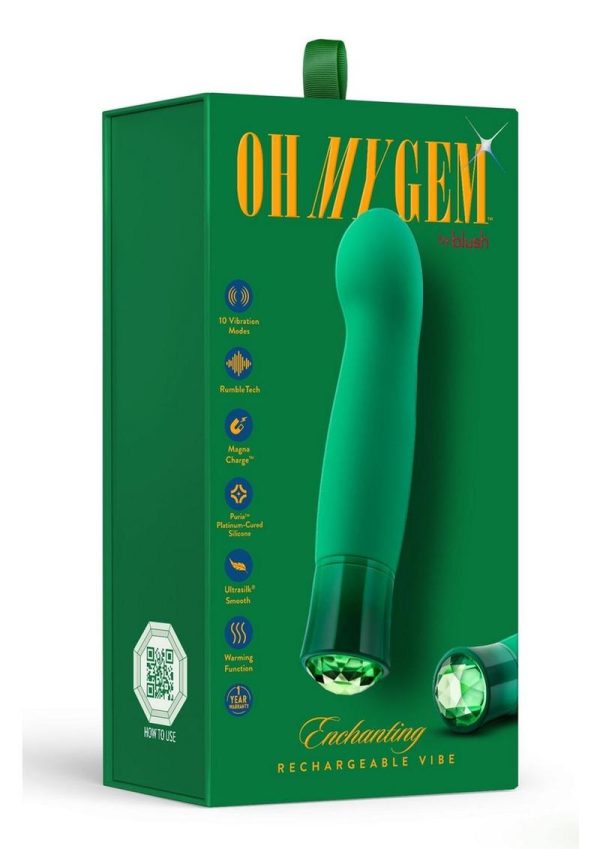 Oh My Gem Enchanting Rechargeable Silicone G-Spot Vibrator - Turquoise