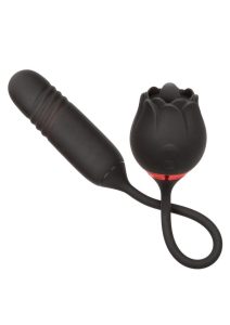 French Kiss Elite Romeo Rechargeable Silicone Vibrator with Clitoral Stimulator - Black