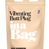 In a Bag Silicone Vibrating Butt Plug 3in - Black