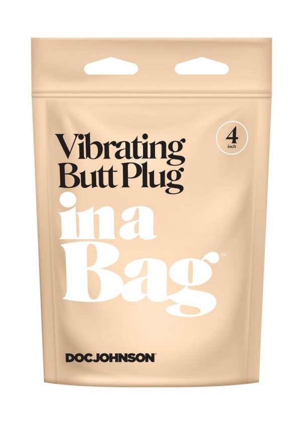 In a Bag Silicone Vibrating Butt Plug 4in - Black