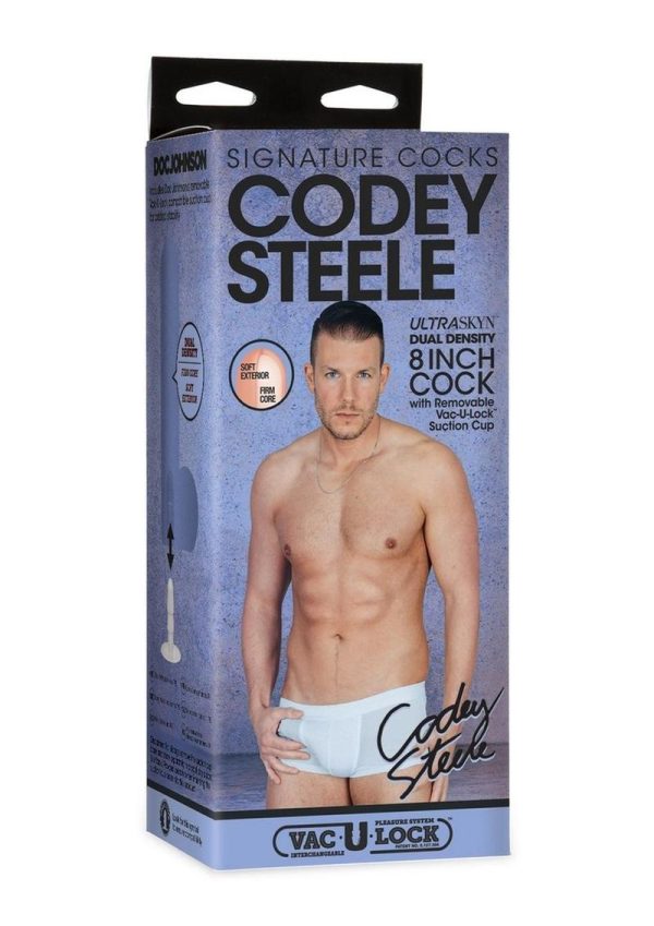 Signature Cocks Ultraskyn Codey Steele Dildo with Removable Suction Cup 8in - Vanilla