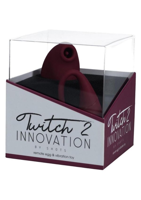 Twitch 2 Silicone Rechargeable Suction and Flapping Vibrator with Remote Control Egg - Burgundy