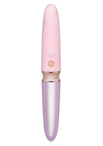 Secret Kisses Glass Lipstick Rechargeable Silicone Dual End Vibrator - Pink/Clear