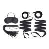 Lux Fetish Bondage Bed Strap and Flogger Kit (4 Piece) - Black