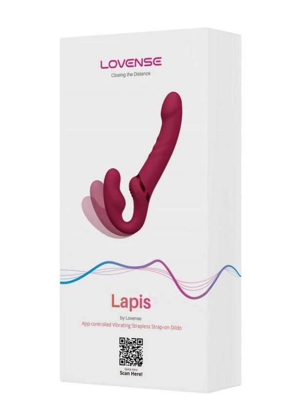 Lovense Lapis Rechargeable Silicone App Control Dual End Strapless Strap-On Vibrator - Magenta