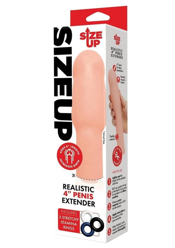 Size Up Extra Realistic Penis Extender 4in - Vanilla