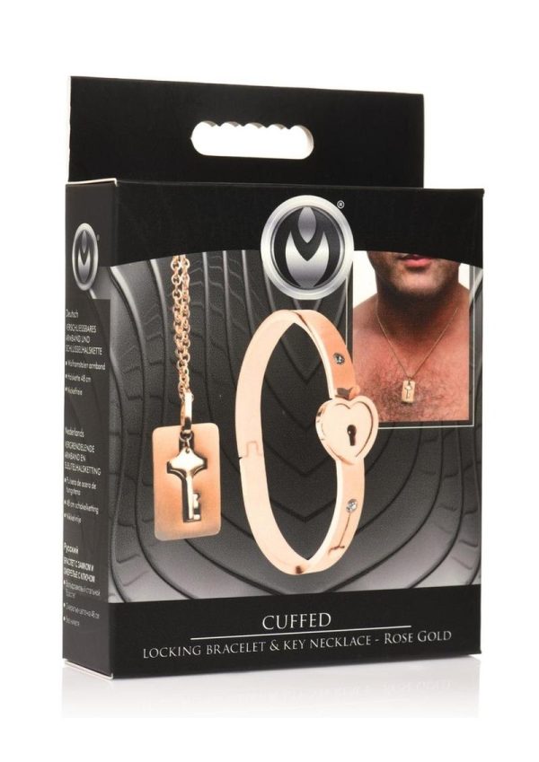 Master Series Cuffed Locking Bracelet and Key Necklace - Rose Gold