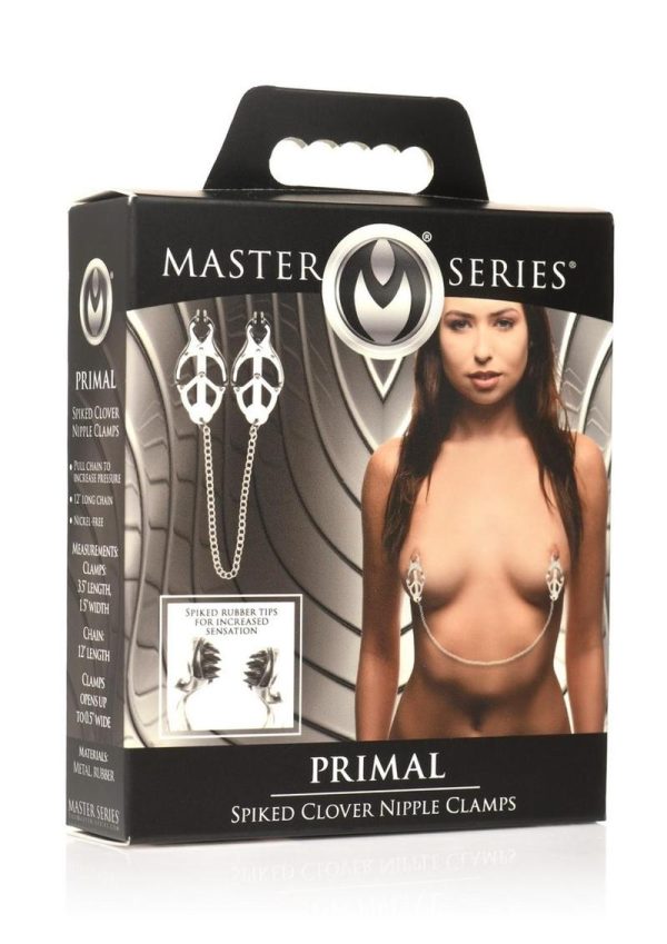 Master Series Primal Spiked Clover Nipple Clamps - Silver