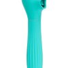 Nu Sensuelle Daisy Rechargeable Silicone Triple Action Thrusting Tongue Suction Vibrator - Electric Blue