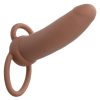 Performance Maxx Rechargeable Silicone Thick Dual Penetrator Extender - Chocolate