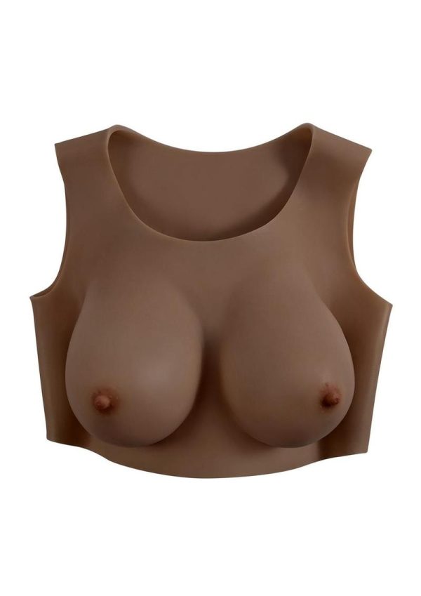 Gender X Breast Plate Silicone D Cup - Chocolate