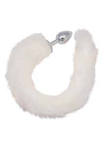 Running Wild Faux Fur Tail and Metallic Anal Plug - White