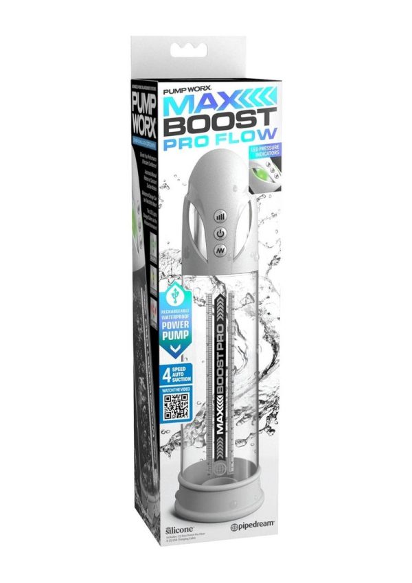 Pump Worx Max Boost Pro Flow Rechargeable Penis Pump - White