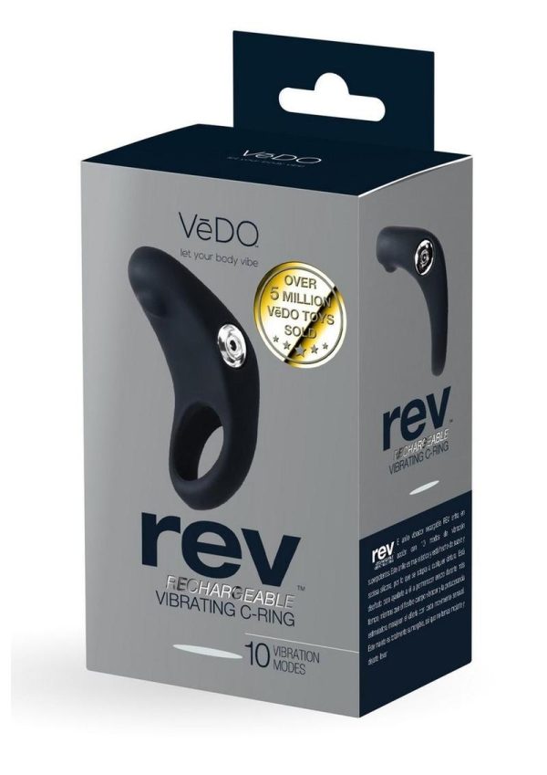 VeDo Rev Silicone Rechargeable Vibrating Cock Ring - Black