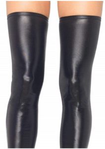 Leg Avenue Wet Look Thigh Highs - Medium/Large - Black